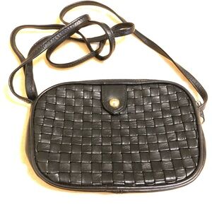 Vintage Jane Shilton Black Weave Leather Crossbody Bag